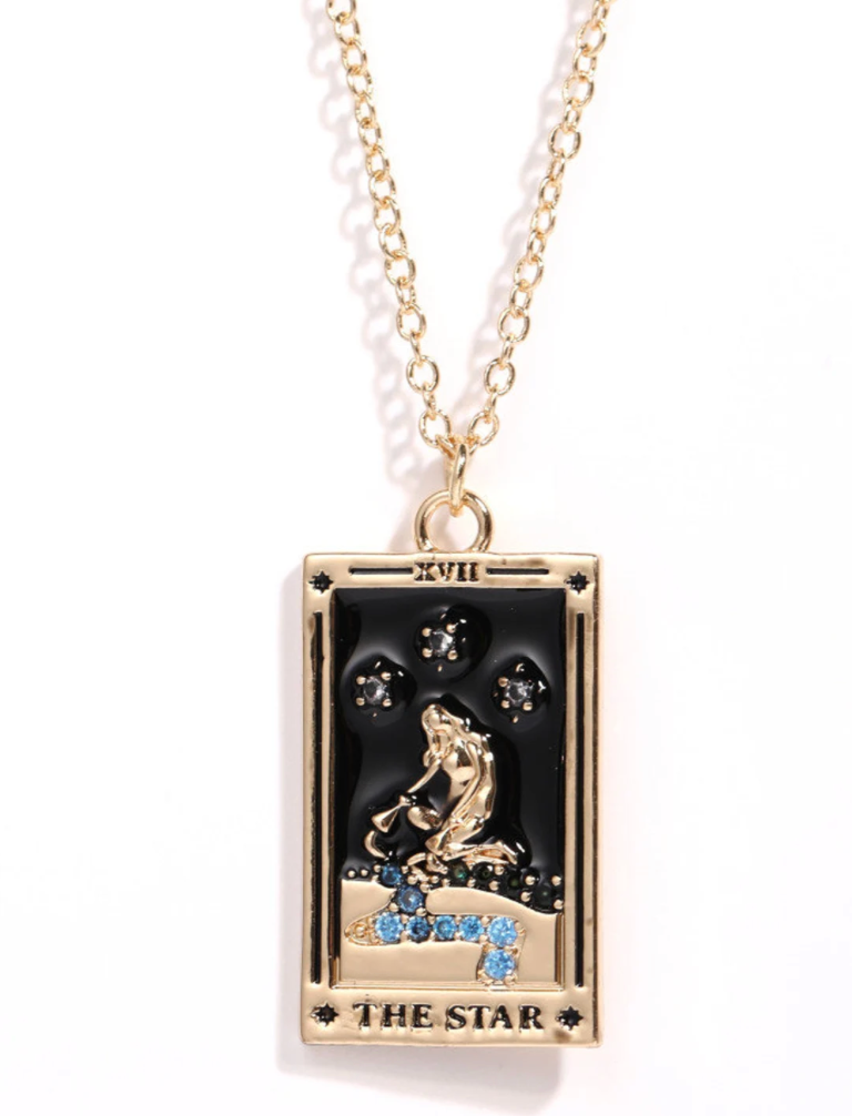 Tarot Card Necklace- The Star- 14K Gold stainless steel