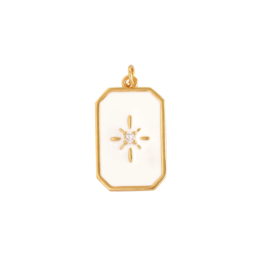 White Radiance Charm ~ 14k Gold Filled Brass