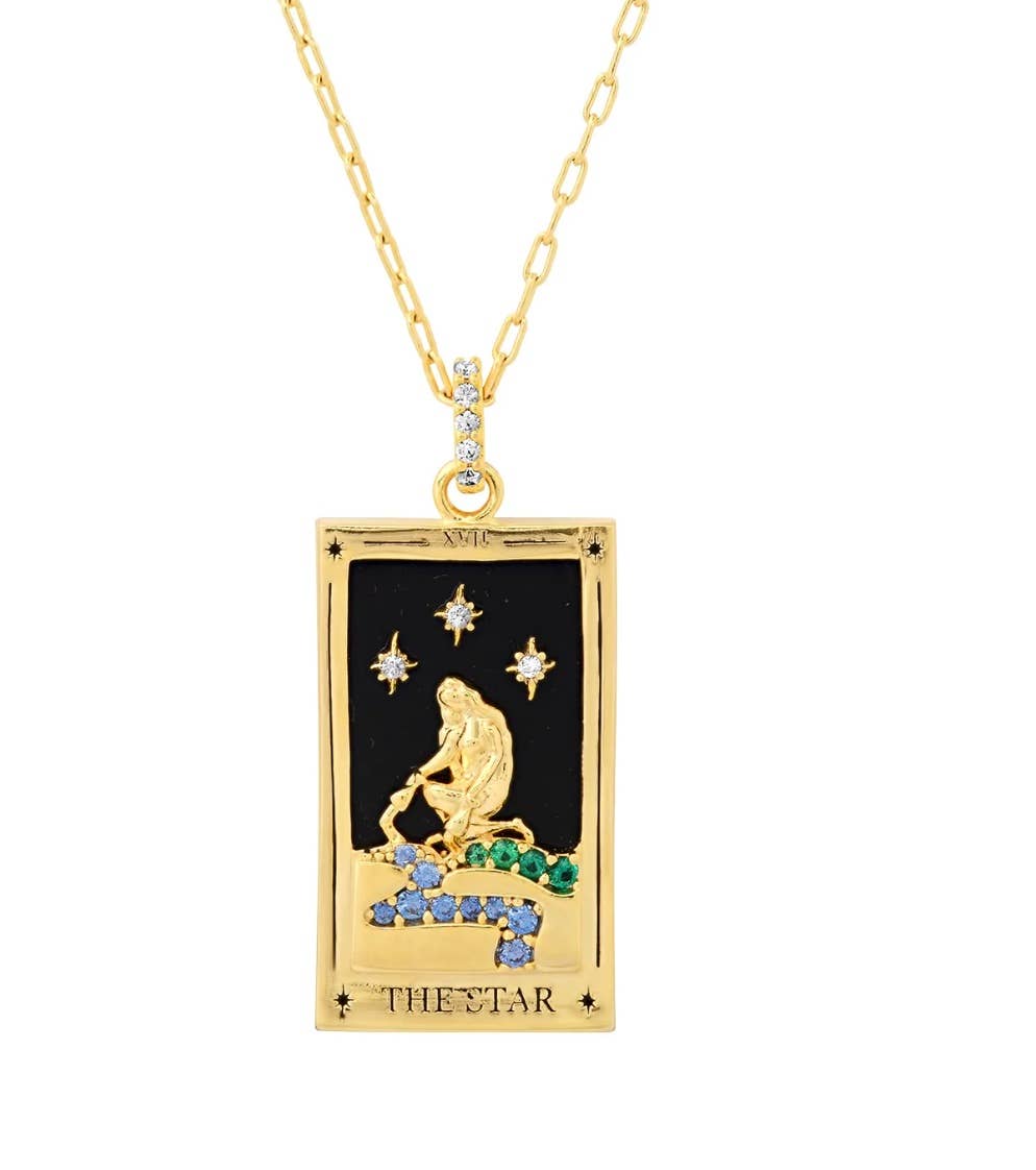 Tarot Card Necklace- The Star- 14K Gold stainless steel