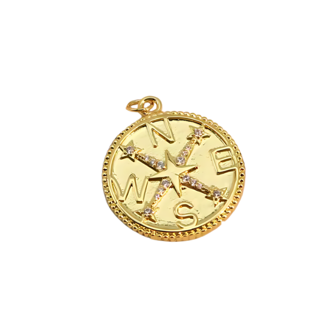 Guiding Star Compass Charm~ 14k Gold Filled Charm