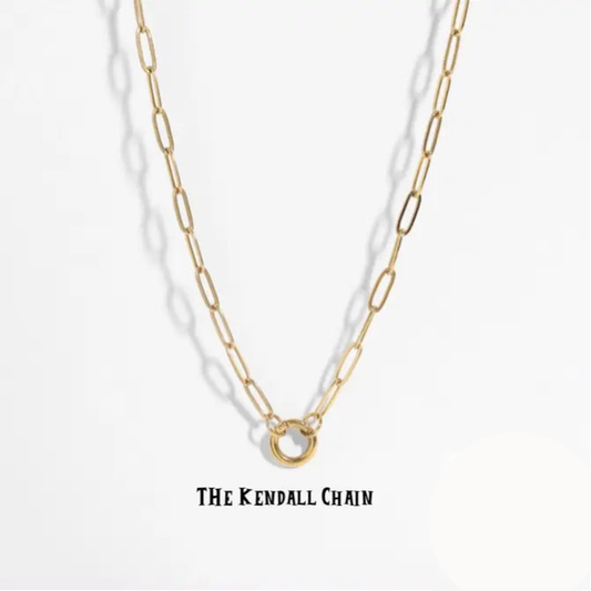 Kendall Chain ~ 18k GP Paperclip Chain with Charm Holder