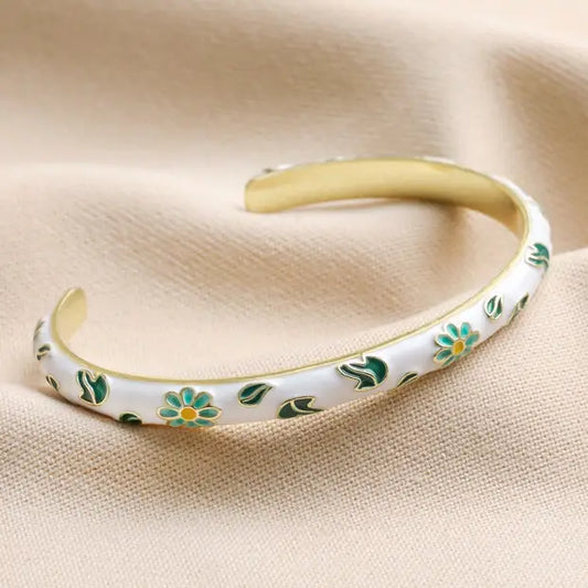 White Cloisonné Bangle