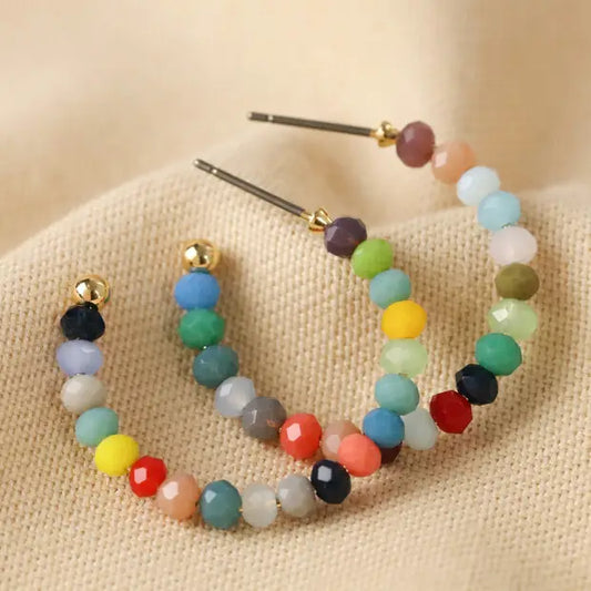 Colorful Beaded Hoops