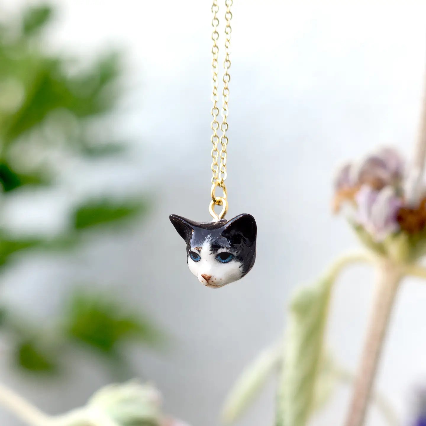 Tiny Tux Cat Necklace