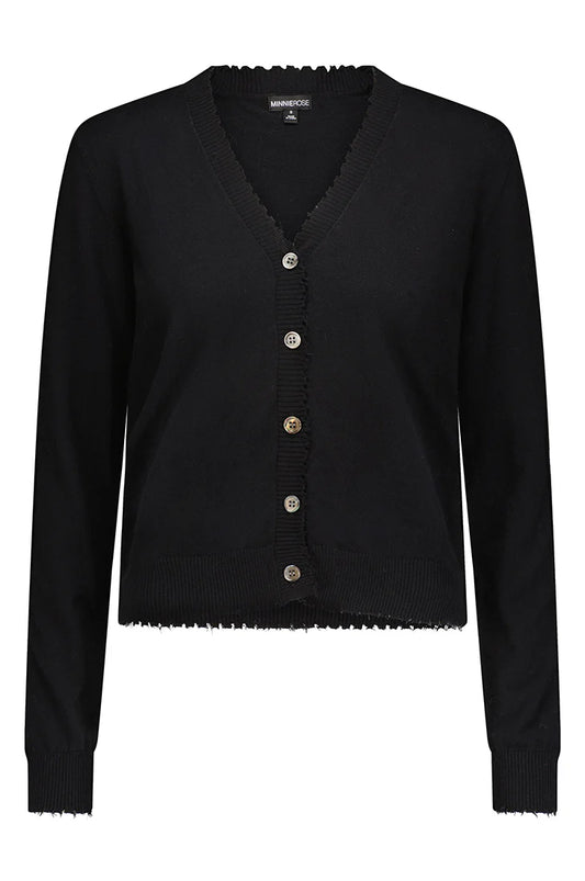 Black Frayed Cardigan