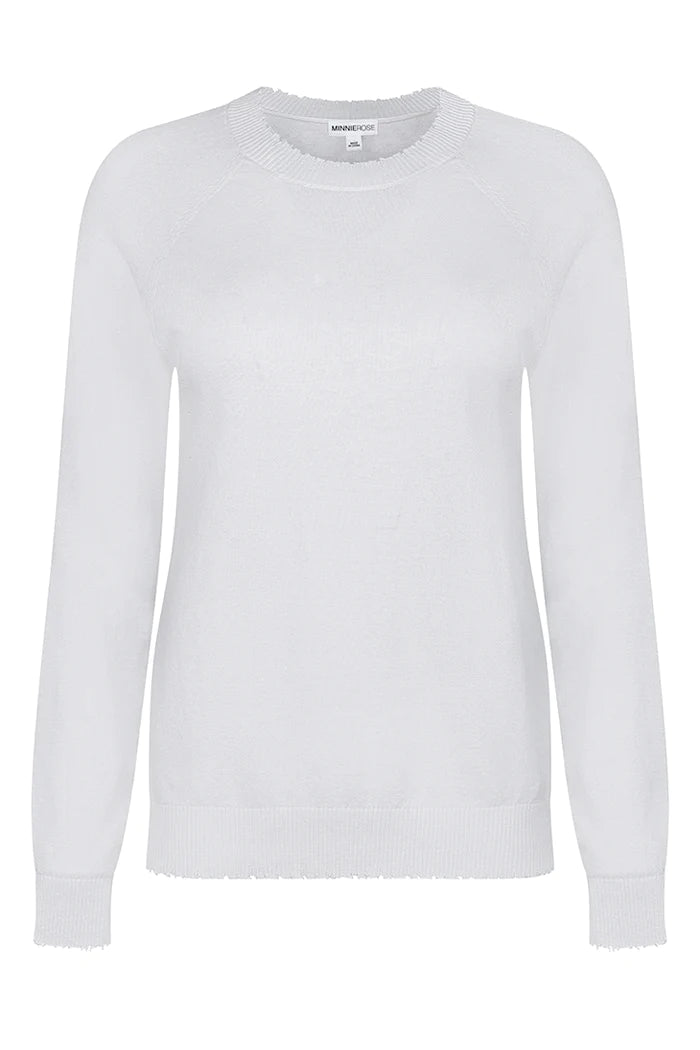 White Frayed Edge Sweater