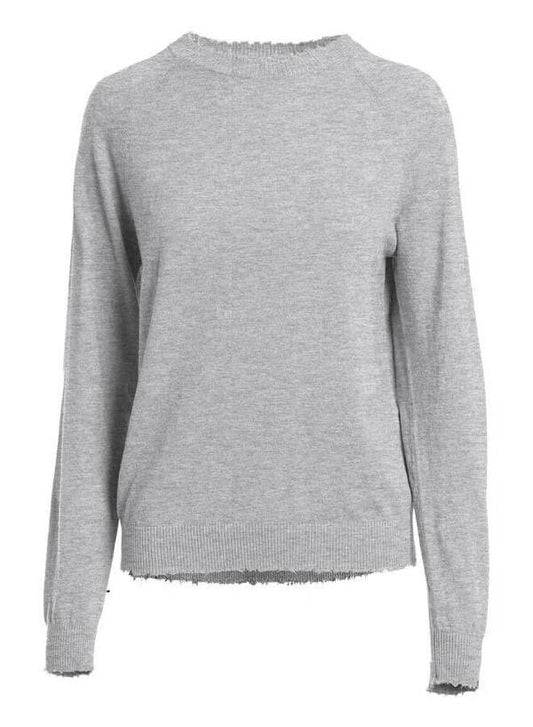 Heather Grey Frayed Edge Sweater