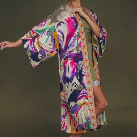 Sage Iris Kimono Gown
